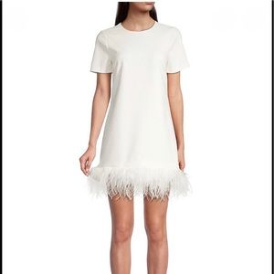 Marullo Ostrich Feather hem dress white